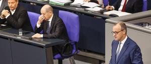 Unionfraktionschef Friedrich Merz spricht im Bundestag.