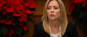 Italiens Ministerpräsidentin Giorgia Meloni während ihrer Pressekonferenz zum Jahresende