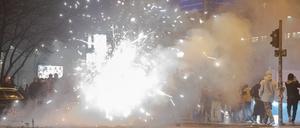 Silvesterstimmung auf der Oberbaumbrücke.