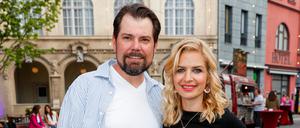 Susan Sideropoulos und Daniel Fehlow im Mai 2022 beim Jubiläumsfest 30 Jahre RTL-Sendung „Gute Zeiten, schlechte Zeiten“ in Potsdam.