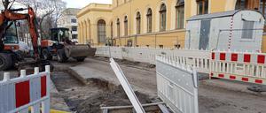 Die Dauerbaustelle auf der Regattastraße in Berlin-Grünau 