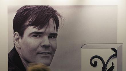 Plakat wirbt für den Roman - Der Turm - von Schriftsteller Uwe Tellkamp während der Frankfurter Buchmesse 2008