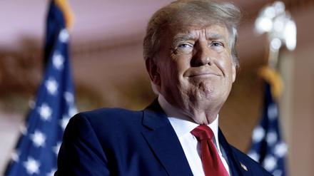 Der ehemalige US-Präsident Trump bei einem Pressestatement (Archiv).