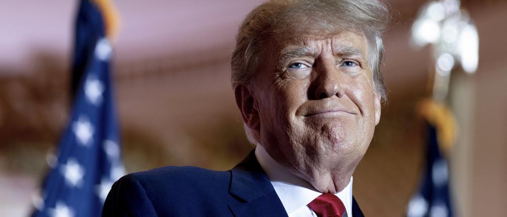 Der ehemalige US-Präsident Trump bei einem Pressestatement (Archiv).