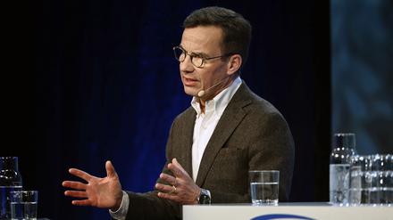 Ulf Kristersson, Regierungschef von Schweden, spricht während der jährlichen Gesellschafts- und Verteidigungskonferenz.