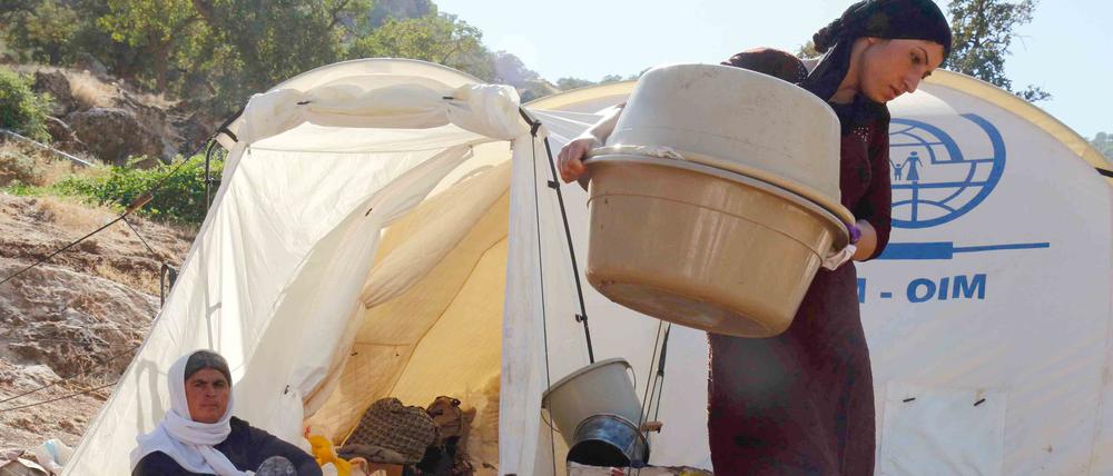 Jesidische Flüchtlinge im Flüchtlings-Zeltlager in der Kurdenregion Dohuk im Nordirak.