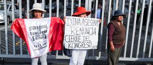 Demonstranten in Peru.