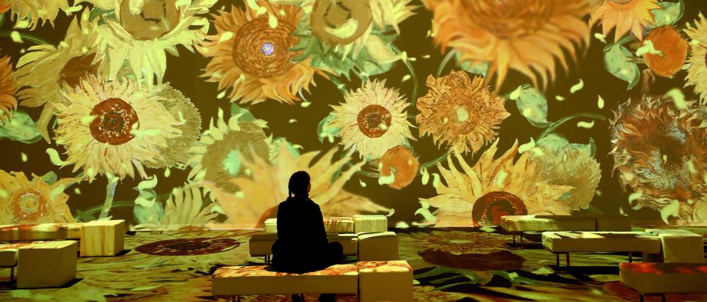 Der Immersive Room kurz vor der Eröffnung der multimedialen Ausstellung „Van Gogh - The Immersive Experience“ in der Hansemesse in Rostock. 