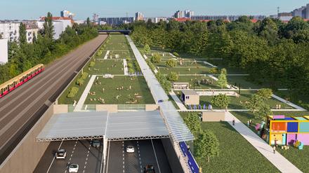 Visualisierungen der Berliner CDU-Fraktion zur A100 als „Klimaautobahn“.