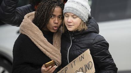 Greta Thunberg und eine weitere Klimaaktivistin am Rande des 53. Weltwirtschaftsforums in Davos.