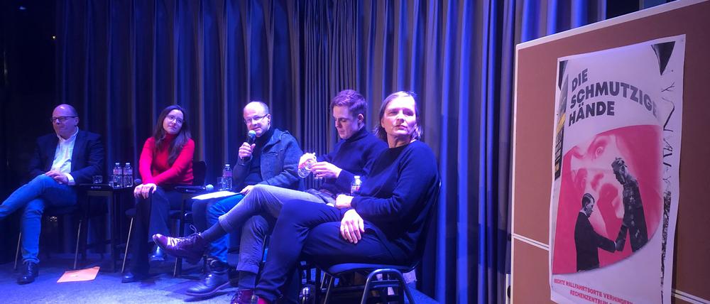 Diskutanten im Hans Otto Theater: CDU-Politiker Rainer Dallwig und Anna Lüdcke, Moderator Christopher Hanf, Schauspieler Paul Sies und Intendantin Bettina Jahnke.