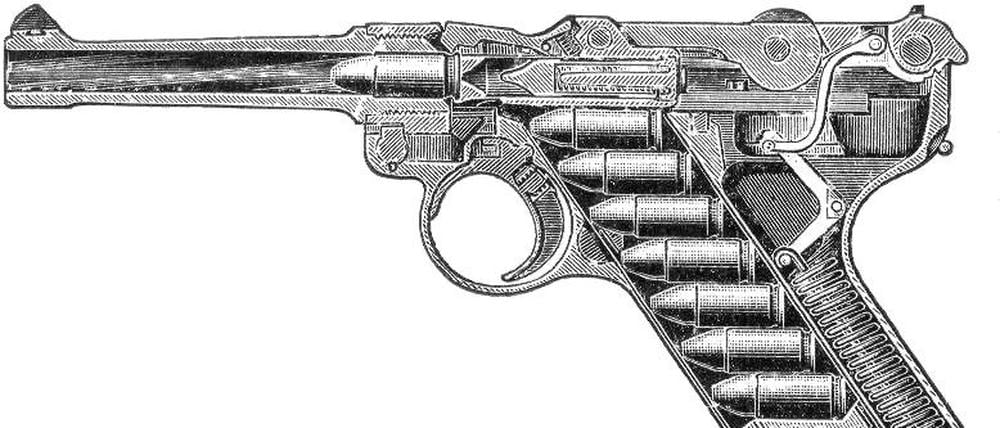 Zeichnung einer Luger für Patentanträge in den USA.