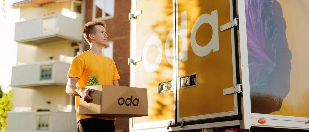 Die Fahrer des Online-Supermarktes Oda sind jetzt in Berlin unterwegs. 