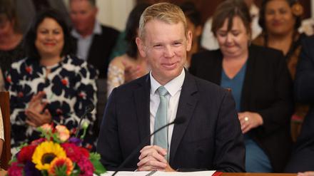 Chris Hipkins bei seiner Vereidigung in Wellington.