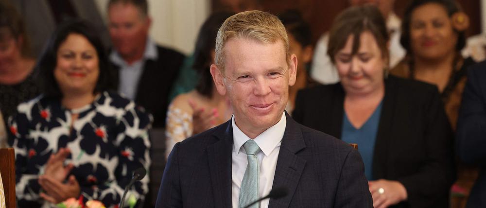 Chris Hipkins bei seiner Vereidigung in Wellington.