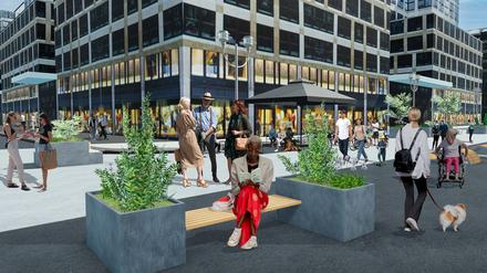 Visualisierung der Fußgängerzone Friedrichstraße