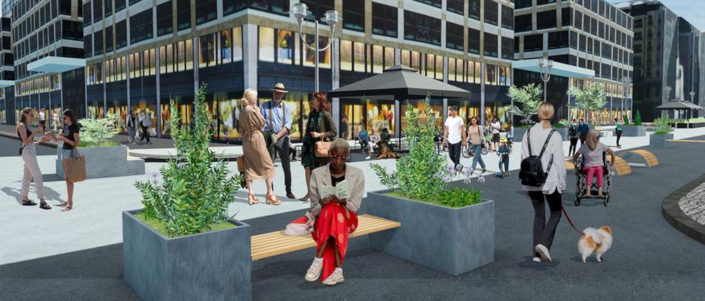 Visualisierung der Fußgängerzone Friedrichstraße