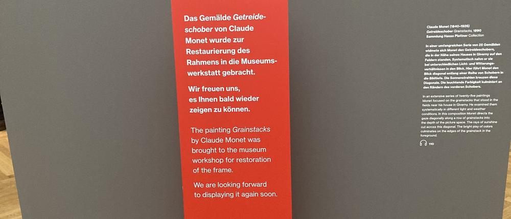 Das Monet-Gemälde „Getreideschober“ ist bis Ende Februar in der Werkstatt.