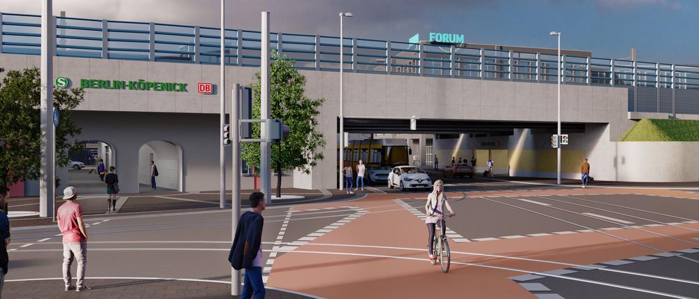 Die Bahnhofstraße am Bahnhof Köpenick wird auf 19 Meter geweitet