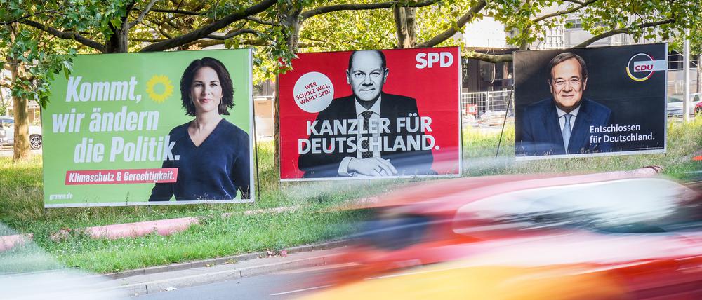 Die um Wähler werben: eine Szene aus dem Wahlkampf 2021