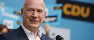 Kai Wegner, Parteivorsitzender der CDU Berlin, bei einem Wahlkampftermin im Januar.