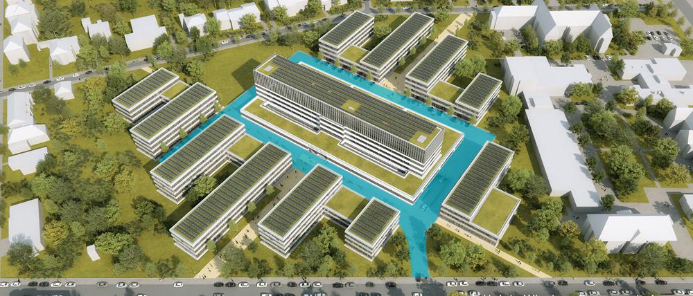 Die neue Straße verbindet in einem Ring das FUBIC-Hauptgebäude mit den bis zu sieben Satelliten-Gebäuden.