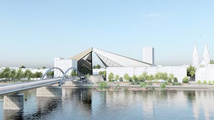 Frankfurt (Oder) bewirbt sich als Standort für das Zukunftszentrum für Deutsche Einheit und Europäische Transformation. So könnte das Zentrum einst aussehen. 