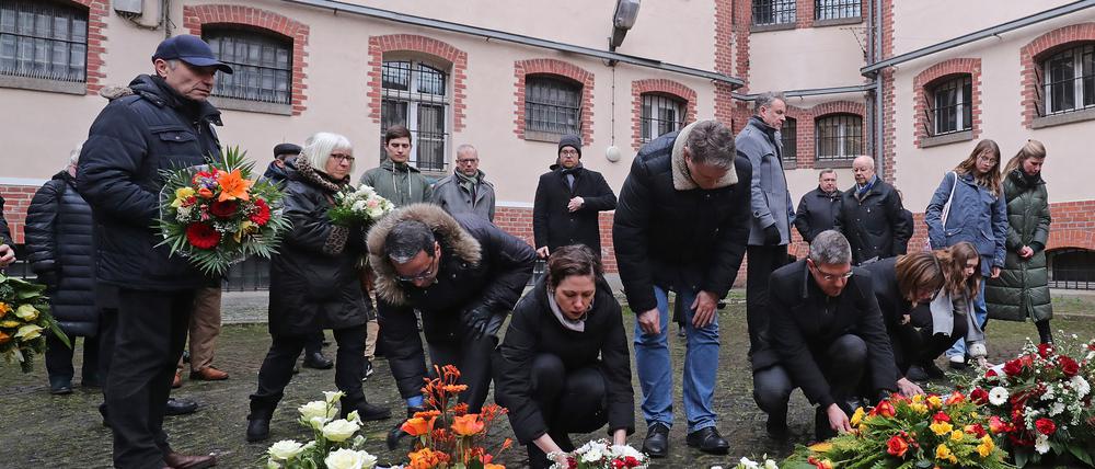 Kranzniederlegung in der Gedenkstätte Lindenstraße am 27. Januar. Potsdam