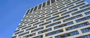 Wohnhochhaus der HOWOGE, Liese, Frankfurter Allee 218, Lichtenberg, Berlin, Deutschland *** HOWOGE high-rise residential building, Liese, Frankfurter Allee 218, Lichtenberg, Berlin, Germany