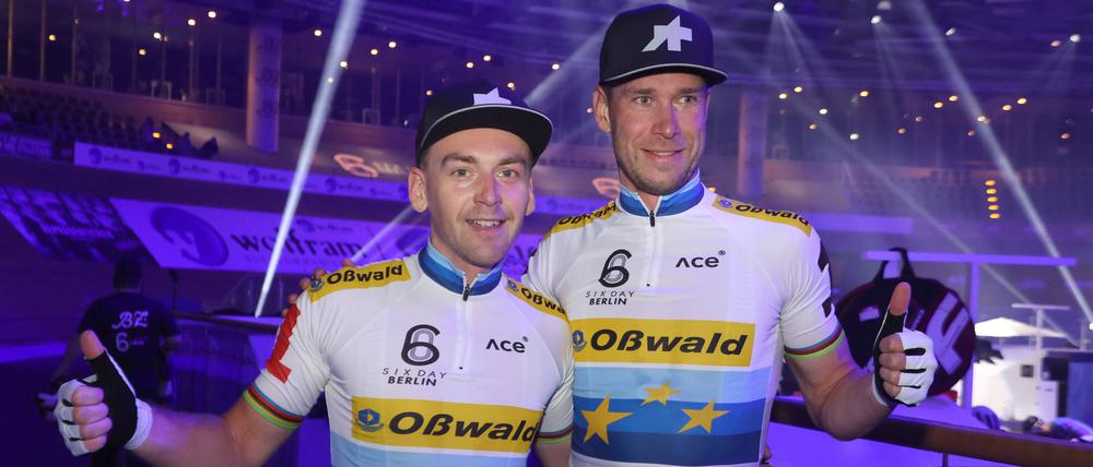 Strahlende Sieger bei den Sixdays 2023: Theo Reinhardt (l.) und Roger Kluge.
