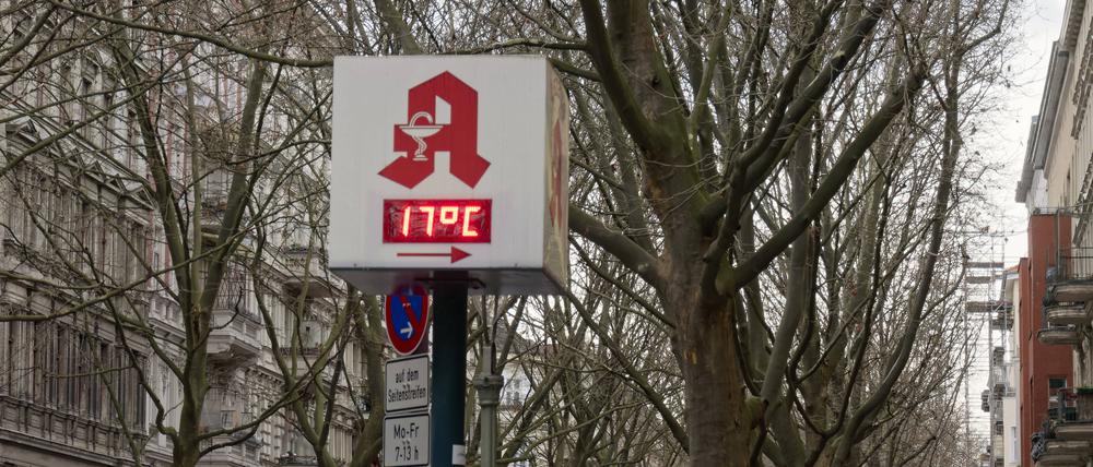 17 Grad zeigt das Tempometer zu Beginn des Jahres in Berlin-Kreuzberg. 