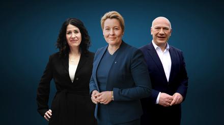 Bettina Jarasch (Grüne), Franziska Giffey (SPD) und Kai Wegner (CDU) liefern sich einen Dreikampf um das Rote Rathaus.