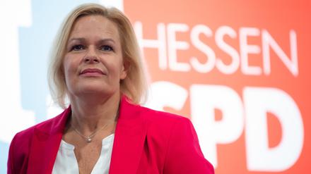 Nancy Faeser, damals Generalsekretärin der hessischen SPD, auf einem Archivbild von 2019.