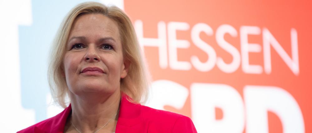 Nancy Faeser, damals Generalsekretärin der hessischen SPD, auf einem Archivbild von 2019.