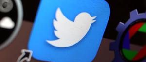 Das Logo der Nachrichten-Plattform Twitter ist auf dem Display eines Laptops zu sehen.
