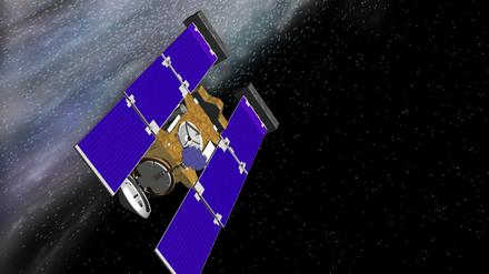 Die NASA-Kometensonde «Stardust» auf dem Weg zu dem Kometen „Wild 2“ (NASA-Illustration vom 30.12.2003).
