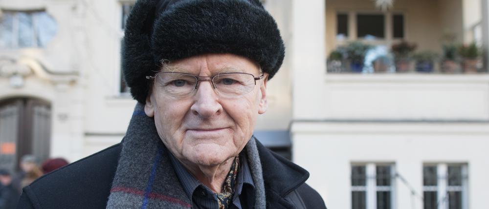 Gerhard Wolf 2016 bei einer Gedenkveranstaltung für seine Ehefrau, der Schriftstellerin Christa Wolf,  in Berlin-Pankow. 