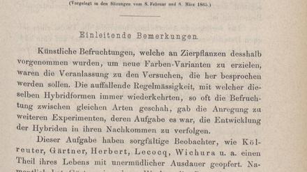 Die Veröffentlichung, die Mendel berühmt machte – nach seinem Tod. 