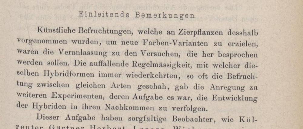 Die Veröffentlichung, die Mendel berühmt machte – nach seinem Tod. 