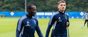 Jean-Luc Dompe Hamburger SV 27 und William Mikelbrencis Hamburger SV 2 Training Hamburger SV, Saison 2022/2023, 13.10.2022 -Pressefoto/Marcel von Fehrn Training Hamburger SV, Saison 2022/2023, 13.10.2022 Hamburg *** Jean Luc Dompe Hamburger SV 27 and William Mikelbrencis Hamburger SV 2 Training Hamburger SV, 2022 2023 season, 13 10 2022 Press photo Marcel von Fehrn Training Hamburger SV, 2022 2023 season, 13 10 2022 Hamburg. Copyright: xEibner-Pressefoto/MarcelxvonxFehrnx EP_MFN