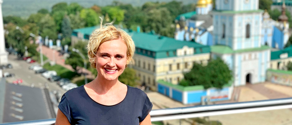 Vor Ort. Am 24. August meldete sich Caren Miosga mit den „Tagesthemen“ aus Kiew.