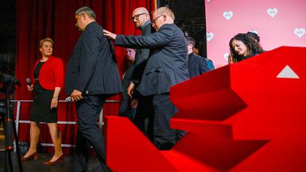 Abgang bei der Wahlparty: Franziska Giffey und Raed Saleh.