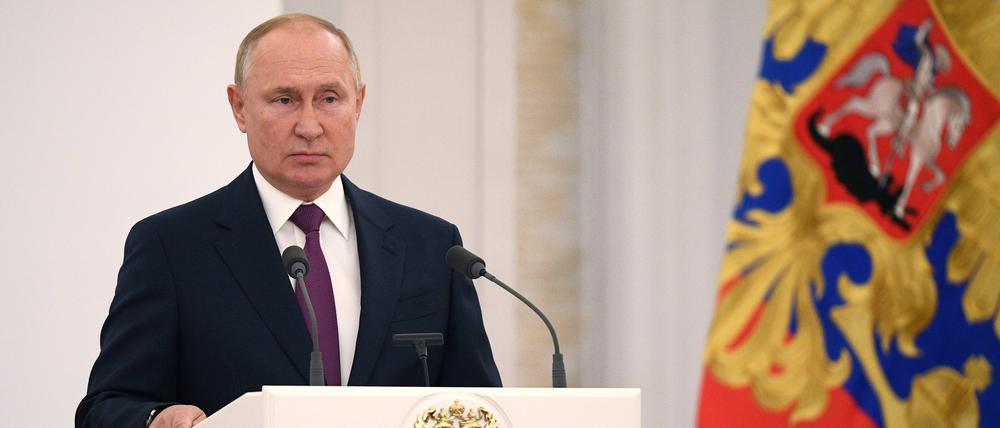 Der russische Präsident Wladimir Putin während einer Rede vor der Staatsduma.
