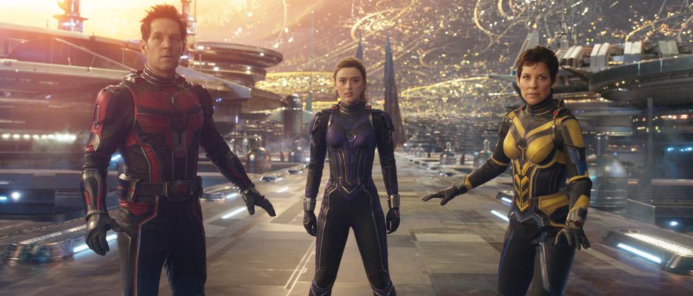 Paul Rudd, Kathryn Newton und Evangeline Lilly in Ant-Man.