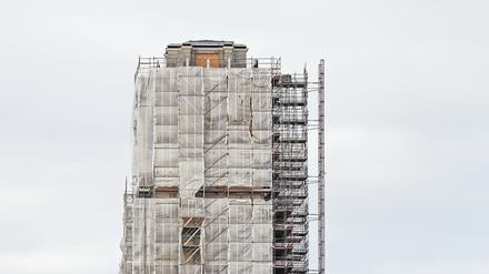 Der der Turm Garnisonkirche befindet sich noch im Bau.