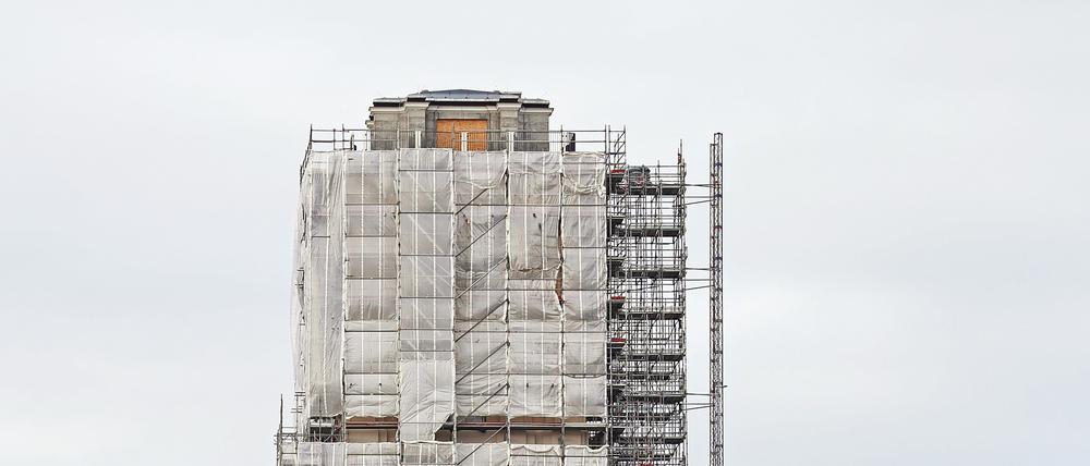 Die Baustelle des Turms der Garnisonkirche.