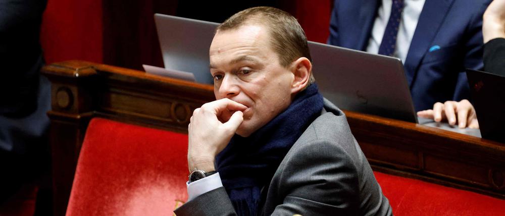 Frankreichs Arbeitsminister Olivier Dussopt während einer Debatte im Parlament. 