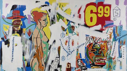 Jean-Michel Basquiat und Andy Warhol schufen 1985 gemeinsam das großformatige Gemälde „6.99“ (297 x 410 Zentimeter).