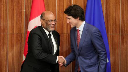Treffen auf den Bahamas Mitte Februar. Haitis Premierminister Ariel Henry (links) und Kanadas Regierungschef Justin Trudeau. 