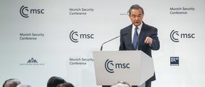 Wang Yi, Vorsitzender der außenpolitischen Kommission der Kommunistischen Partei Chinas, nimmt an der Fortsetzung der Münchner Sicherheitskonferenz (MSC) teil. 